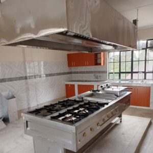 Full Stainless Steel Kitchen Unit (6-Burner with Hood & Fryer)